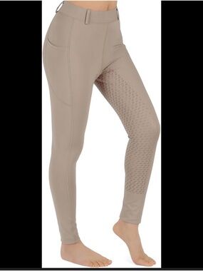 Brown Silicone-Grip Riding Tights
